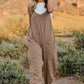 Bohemian V-Neck Sleeveless Jumpsuit with Pocket