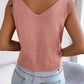 Decorative Button Mixed Knit Tank