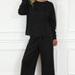 Textured Long Sleeve Top and Drawstring Pants 2 Piece Set