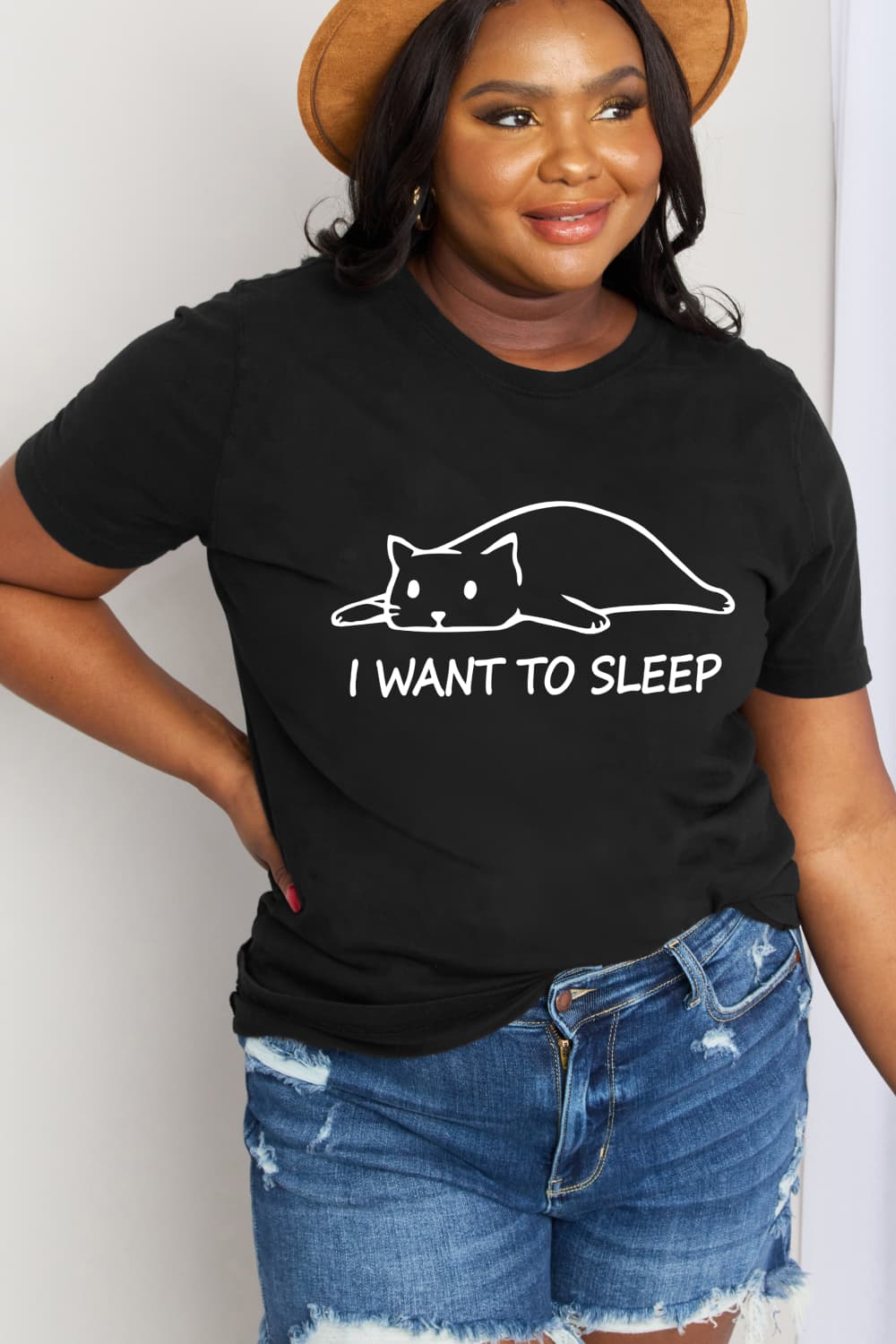 I Want to Sleep Cat Graphic Cotton Tee