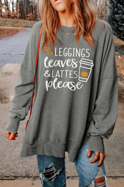 Leggings Leaves Lattes Please Fall Graphic Sweatshirt