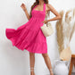 Halter Pink Tiered Knee-Length Dress