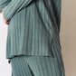 2-Piece Ribbed Round Neck High-Low Slit Top and Pants Set