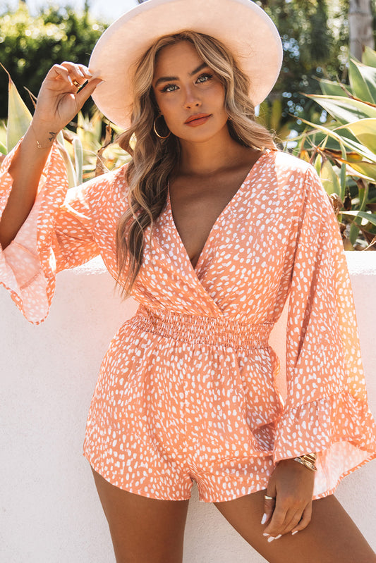 Printed Flare Sleeve Romper