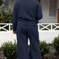 Textured Long Sleeve Top and Drawstring Pants 2 Piece Set