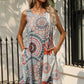 Printed Colorful Sleeveless Dress with Pockets