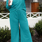 Textured Long Sleeve Top and Drawstring Pants 2 Piece Set