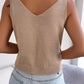 Decorative Button Mixed Knit Tank
