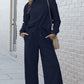 Textured Long Sleeve Top and Drawstring Pants 2 Piece Set