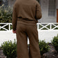 Textured Long Sleeve Top and Drawstring Pants 2 Piece Set