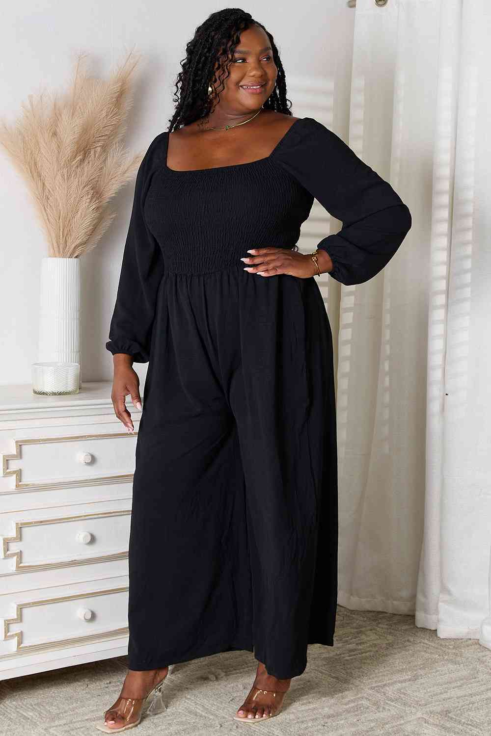 Black Casual Chic Jumpsuit with Pockets