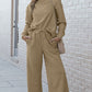 Textured Long Sleeve Top and Drawstring Pants 2 Piece Set
