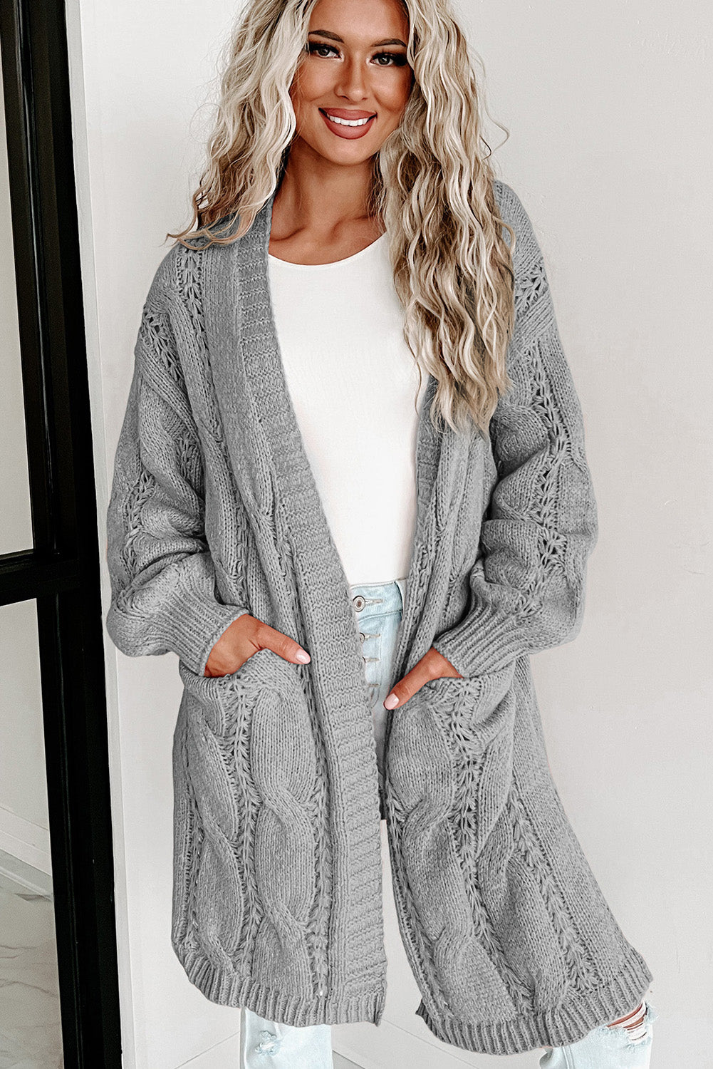 Casual Chic Long Cable-Knit Cardigan