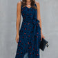 Printed Tie-Waist Spaghetti Strap Dress