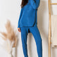 2-Piece Ribbed Round Neck High-Low Slit Top and Pants Set