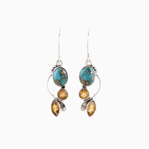 Geometric Turquoise Silver Dangle earrings
