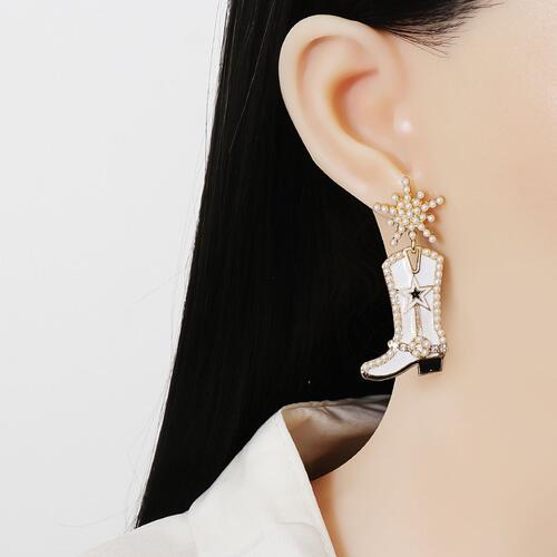 Cowgirl Boot Stone Earrings