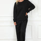 Textured Long Sleeve Top and Drawstring Pants 2 Piece Set