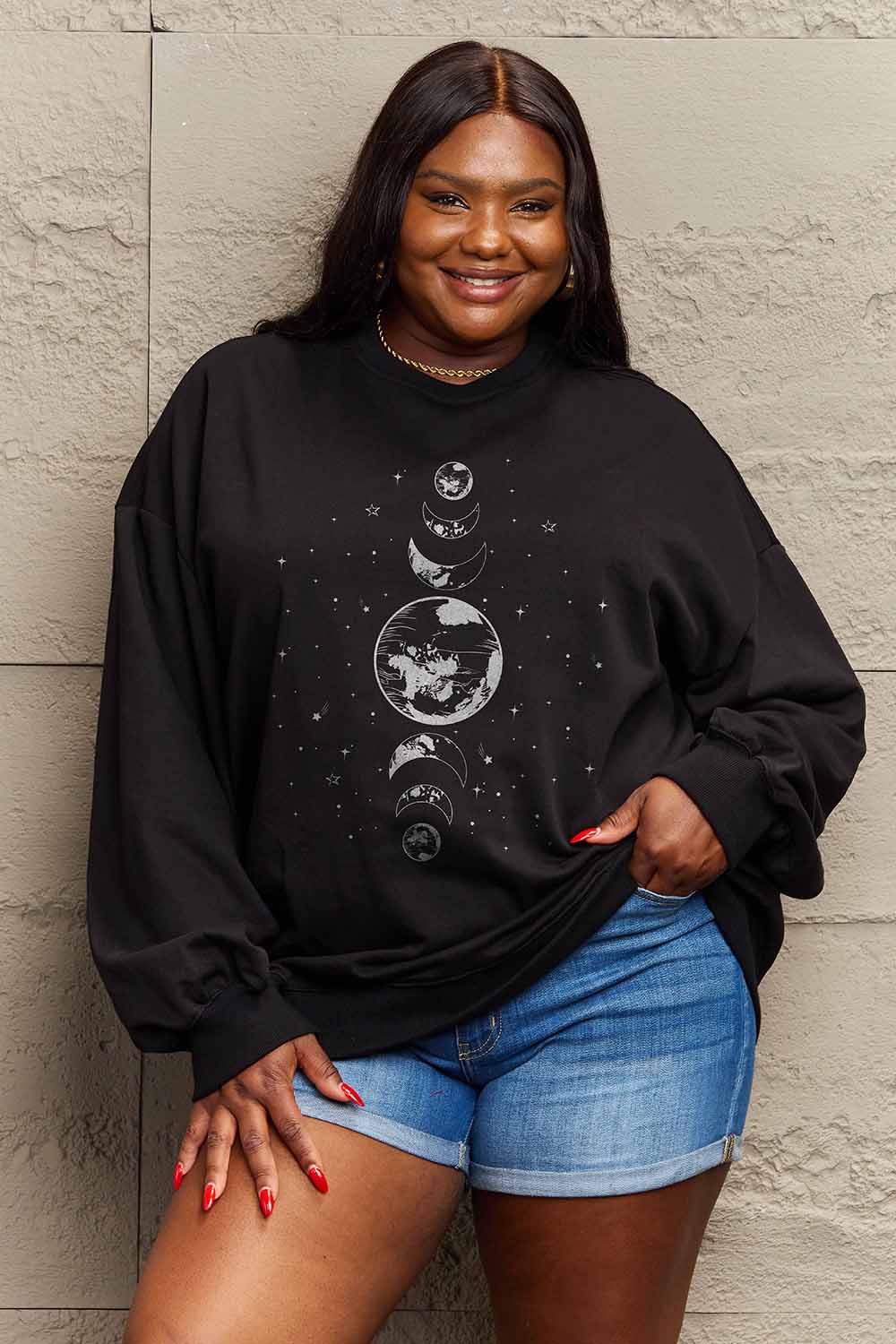 Earth & Moon Graphic Sweatshirt