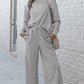 Textured Long Sleeve Top and Drawstring Pants 2 Piece Set