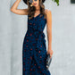 Printed Tie-Waist Spaghetti Strap Dress