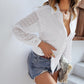 Eyelet Long Sleeve White Chic Shirt