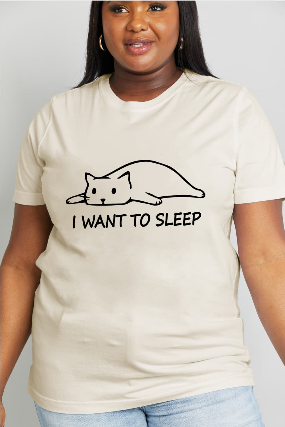 I Want to Sleep Cat Graphic Cotton Tee