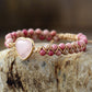 Dusty Rose Heart Beaded Bracelet