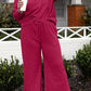 Textured Long Sleeve Top and Drawstring Pants 2 Piece Set