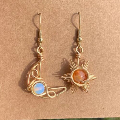 Beaded Moon Sun Earrings, Gift Ideas