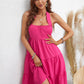 Halter Pink Tiered Knee-Length Dress