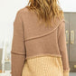 Ladies Tan Brown Drop Shoulder Sweater