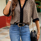 Geometric Print Ladies Notched Blouse