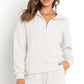 Women's Cozy Zip-Up Fleece Top and Slit Shorts Set