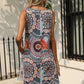 Printed Colorful Sleeveless Dress with Pockets