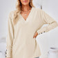 V-Neck Long Sleeve Button Detail Blouse