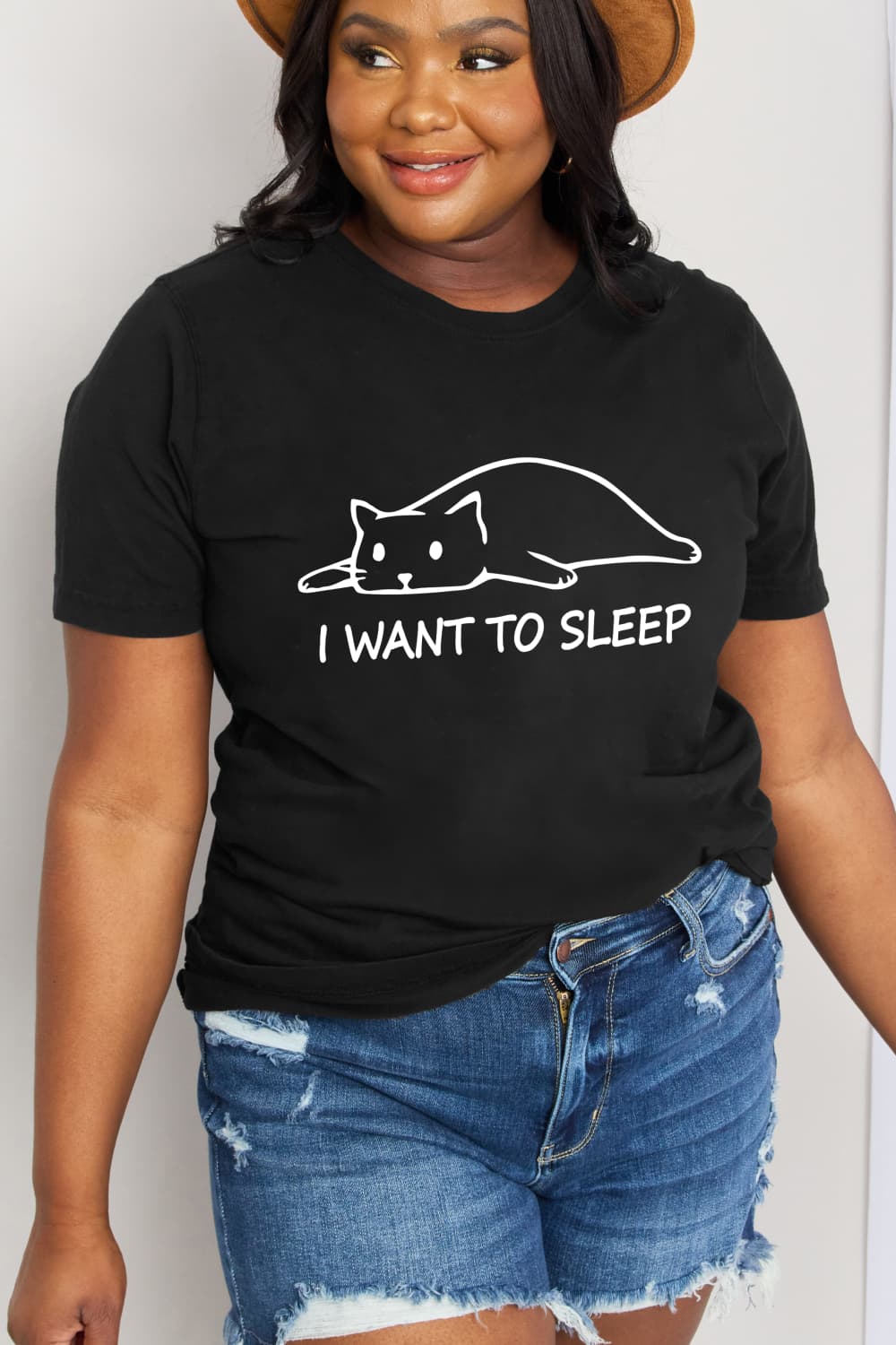 I Want to Sleep Cat Graphic Cotton Tee