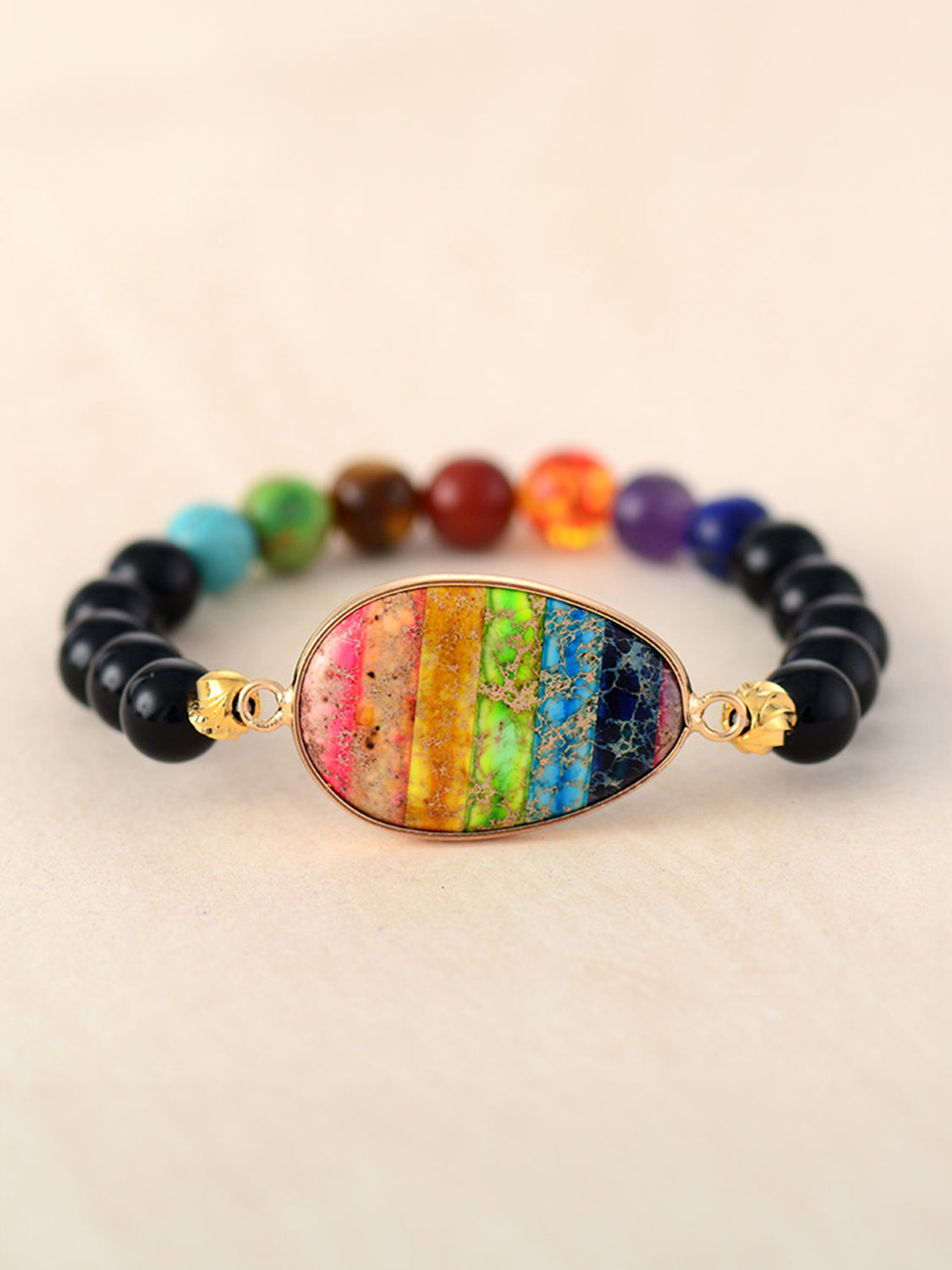 Geometrical Colored Beaded Stone Bracelet