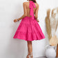 Halter Pink Tiered Knee-Length Dress